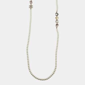 Chanel Crystal CC Coco Heart Crystals Faux Pearl Gold Tone Long Necklace