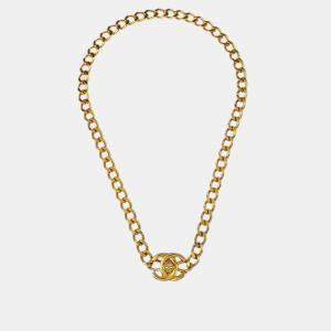 Chanel Turnlock Gold Chain Necklace