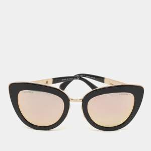 مملوكة مسبقًا Chanel Black Mirrored 5368 Quilted Cat Eye Sunglasses