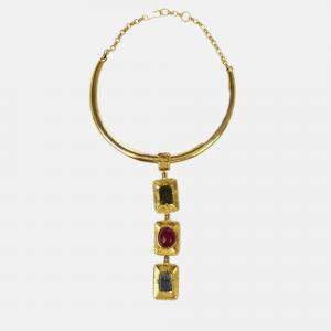 Pre Owned Chanel Pendant Necklace Choker Gold Gripoix