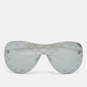 Pre Owned Chanel Dark Grey Mirrored 71158 Runaway Shield Sunglasses