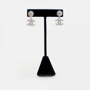 Pre Owned Chanel Crystal CC Drop Earrings