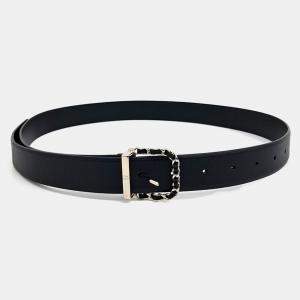Pre Owned Chanel Black Leather Belt
