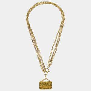 Pre Owned Chanel Gold Handbag Chain Pendant Necklace