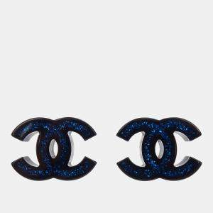Pre Owned Chanel CC Piercing Earrings Black