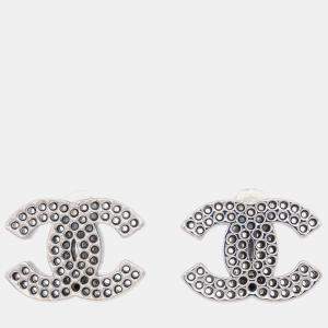 Chanel CC Earrings Clip-On Silver