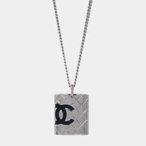 Pre Owned Chanel Cambon Ligne Chain Necklace Pendant Silver 05C