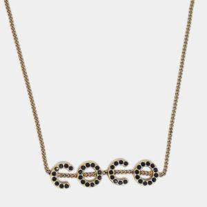Pre Owned Chanel Chain Pendant Necklace Rhinestone Gold 01A