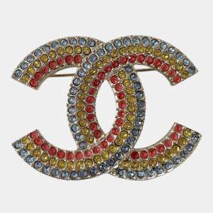 Pre Owned Chanel Multicolor Rhinestone CC Brooch