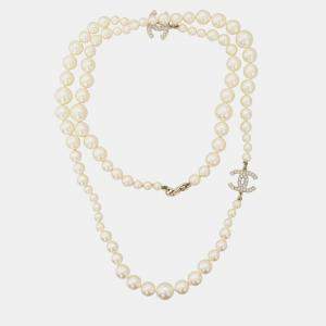 Pre Owned Chanel CC 09 V Pearl Necklace