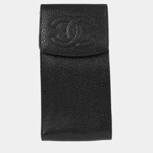 Pre Owned Chanel Black Calfskin Timeless Sunglasses Case Small