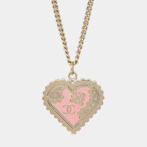 Pre Owned Chanel Heart Chain Pendant Necklace Gold