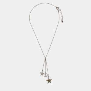 Pre Owned Chanel Chain Necklace Pendant Rhinestone Silver