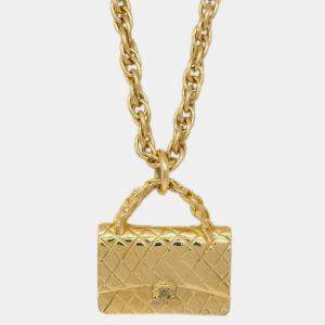 Pre Owned Chanel Bag Chain Pendant Necklace Gold
