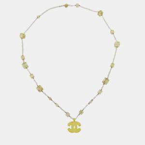 Pre Owned Chanel CC Pendant Necklace Yellow