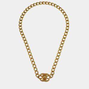 Pre Owned Chanel Turnlock Gold Chain Necklace