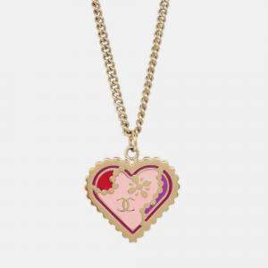 Pre Owned Chanel Heart Chain Pendant Necklace Gold