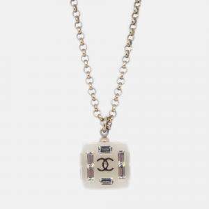 Pre Owned Chanel Gold Chain Pendant Necklace Rhinestone