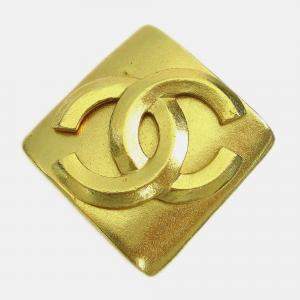 Pre Owned Chanel Rhombus Brooch Pin Gold