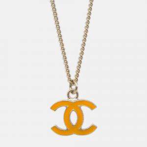 Pre Owned Chanel Gold Orange CC Pendant Necklace