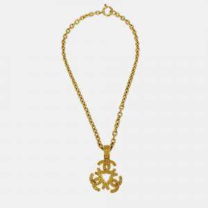 Pre Owned Chanel Triple CC Chain Pendant Necklace Gold