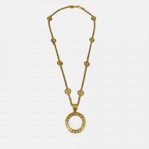 Pre Owned Chanel Loupe Chain Necklace Gold