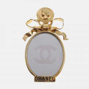 Pre Owned Chanel Bow Mirror Brooch Pin Gold