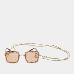Pre Owned Chanel Brown 4244 Removable Chain Square Sunglasses