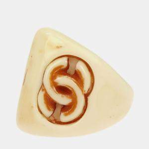 Pre Owned Chanel Ring Acrylic Off-white #52