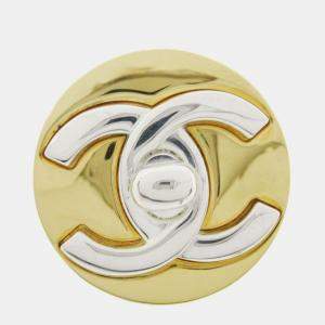 Pre Owned Chanel Medallion Turnlock Brooch Pin Gold