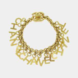 Pre Owned Chanel Turnlock Gold Chain Bracelet