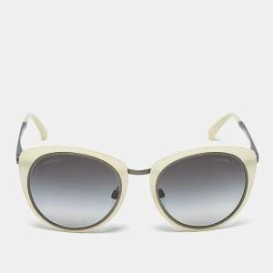 Pre Owned Chanel White/Grey Gradient 4202 Frame Round Sunglasses