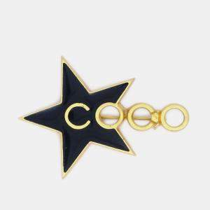 Pre Owned Chanel Star Coco Brooch Pin Black