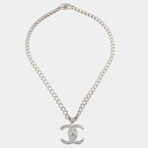 Pre Owned Chanel Turnlock Chain Pendant Necklace Silver