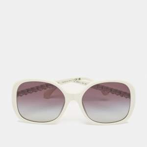 Pre Owned Chanel White/Grey Gradient 5470 Q Chain Oversized Sunglasses