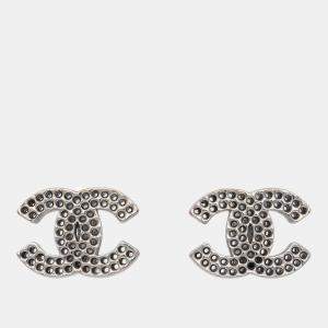 Pre Owned Chanel CC Earrings Clip-On Silver