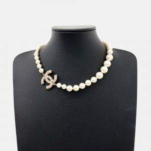 Pre Owned Chanel 100th Anniversary Pearl Logo Necklace