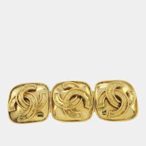Pre Owned Chanel Triple CC Brooch Pin Gold