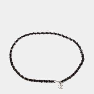 مملوكة مسبقًا Chanel Silver Black CC Chain Belt 96P Small