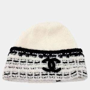 Pre Owned Chanel Beige Black Wool beanie