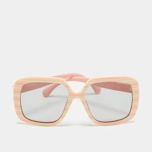 مملوكة مسبقًا Chanel Peach/Grey 71599 Stripe Frame Sunglasses