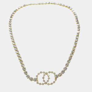 Pre Owned حزام شانيل سلسلة ذهبية CC مرصع بكريستال