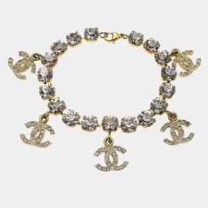 مملوكة مسبقًا Chanel Rhinestone Chain Bracelet Gold