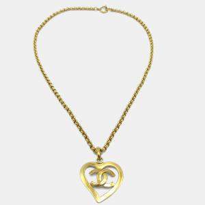 مملوكة مسبقًا Chanel Heart Chain Pendant Necklace Gold 95P