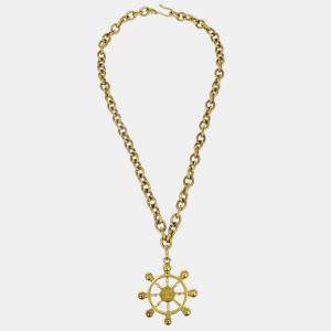 مملوكة مسبقًا Chanel Rudder Chain Pendant Necklace Gold 94P