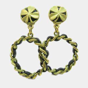 مملوكة مسبقًا Chanel Hoop Dangle Earrings Clip-On Gold