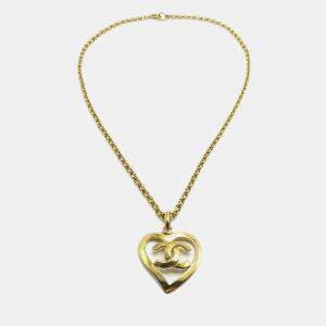 مملوكة مسبقًا Chanel Heart Chain Pendant Necklace Gold