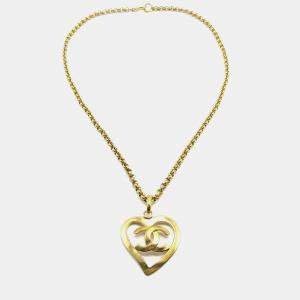 Pre Owned Chanel Heart Chain Pendant Necklace Gold