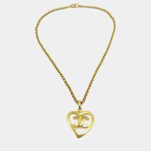 Pre Owned Chanel Heart Chain Pendant Necklace Gold