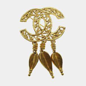 Pre Owned Chanel Cc Fringe Brooch Pin Gold